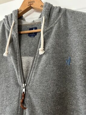 Johnnie-O Heathered Full-Zip Hoodie Sweatshirt Sz L w MEASUREMENTS Pockets Logo